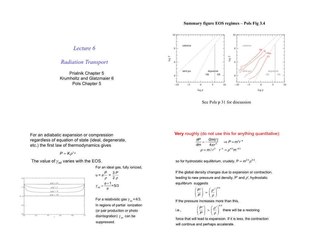 Lecture 6 Radiation Transport