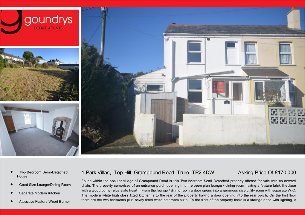 1 Park Villas, Top Hill, Grampound Road, Truro, TR2