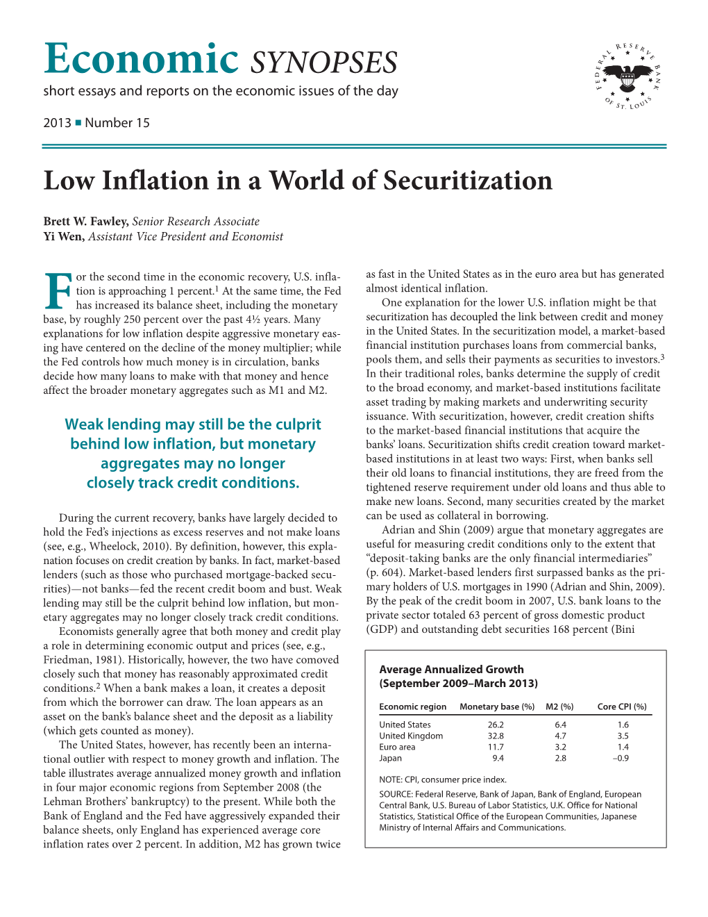 Low Inflation in a World of Securitization