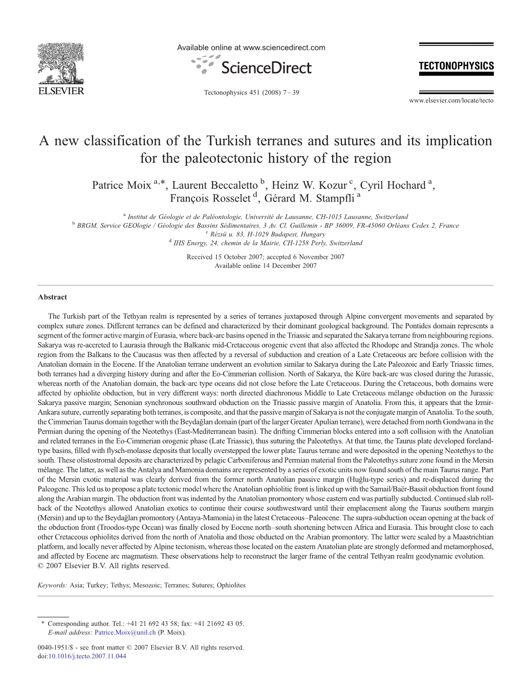 A New Classification of the Turkish Terranes and Sutures and Its Implication for the Paleotectonic History of the Region