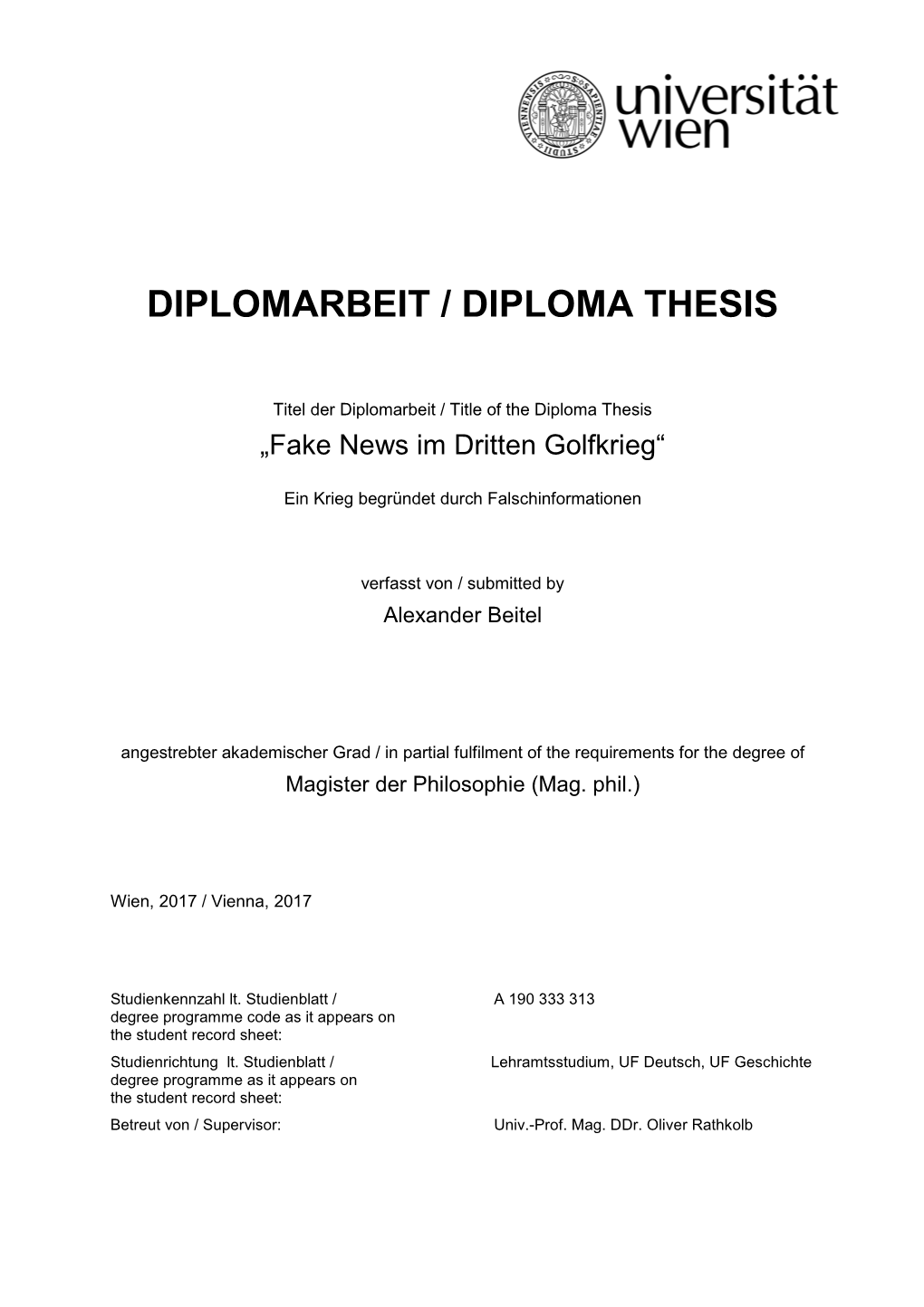 Diplomarbeit / Diploma Thesis