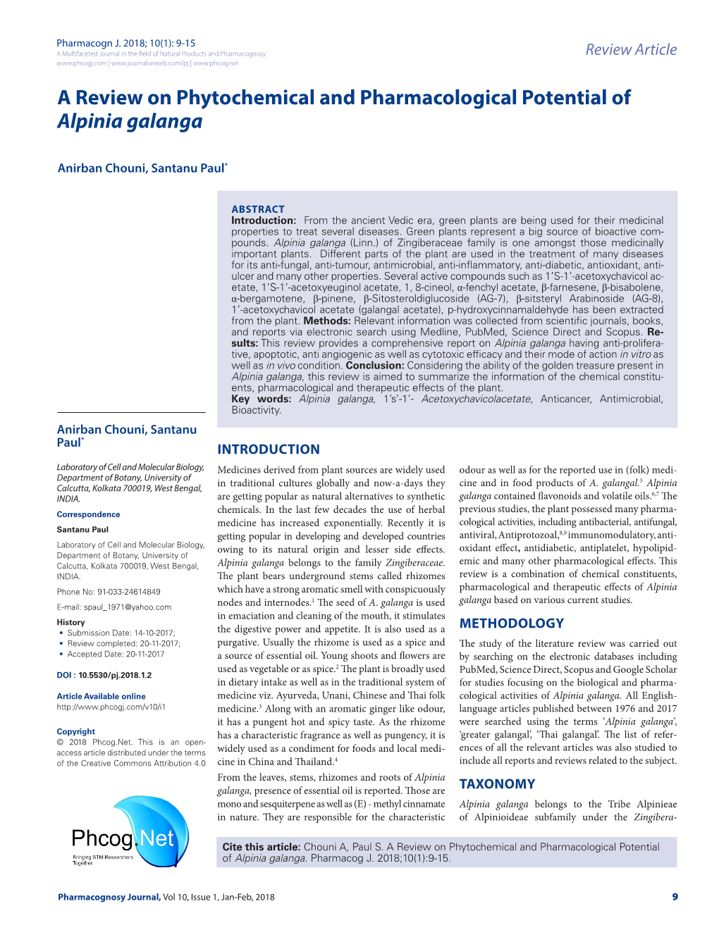 A Review on Phytochemical and Pharmacological Potential of Alpinia Galanga