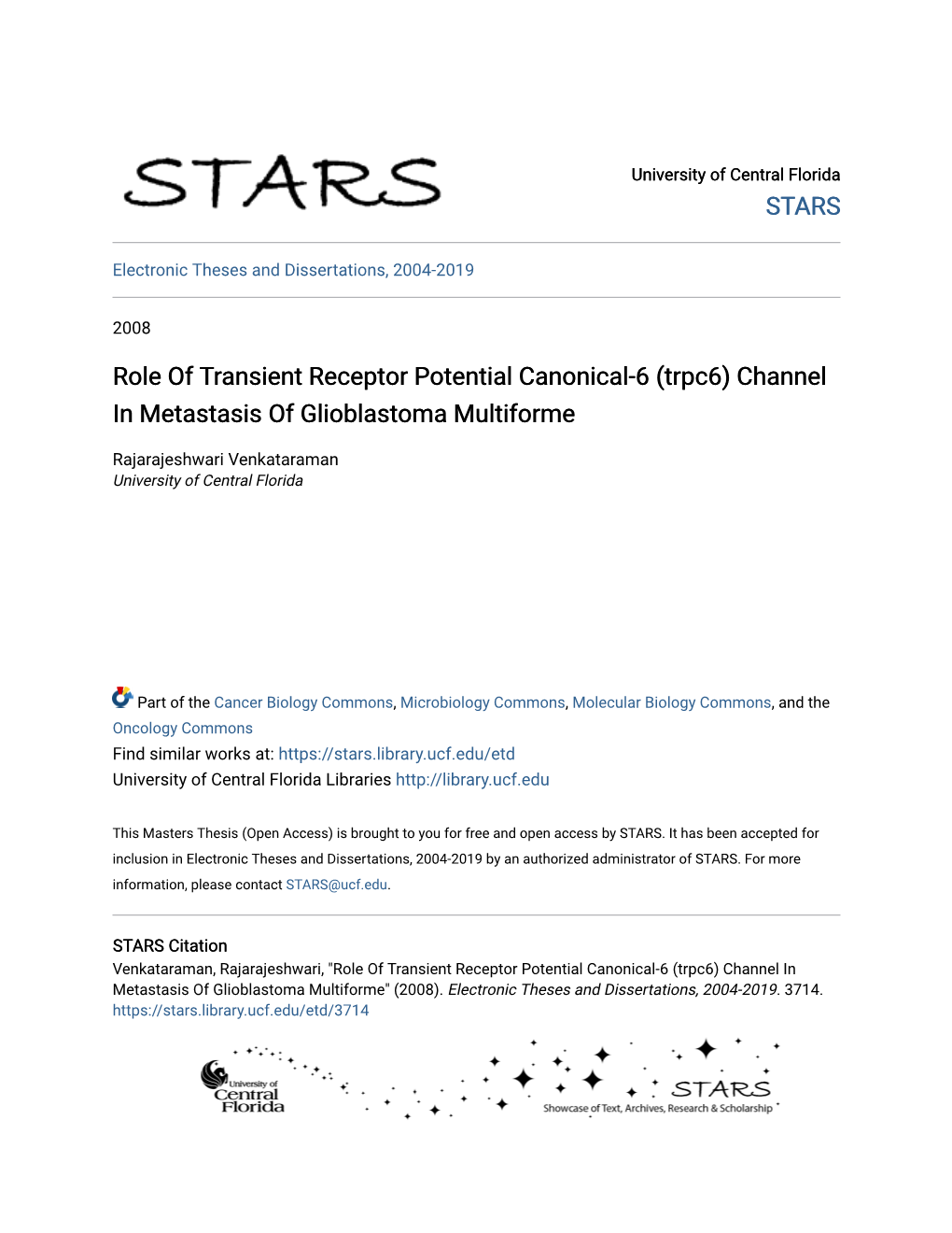 Trpc6) Channel in Metastasis of Glioblastoma Multiforme