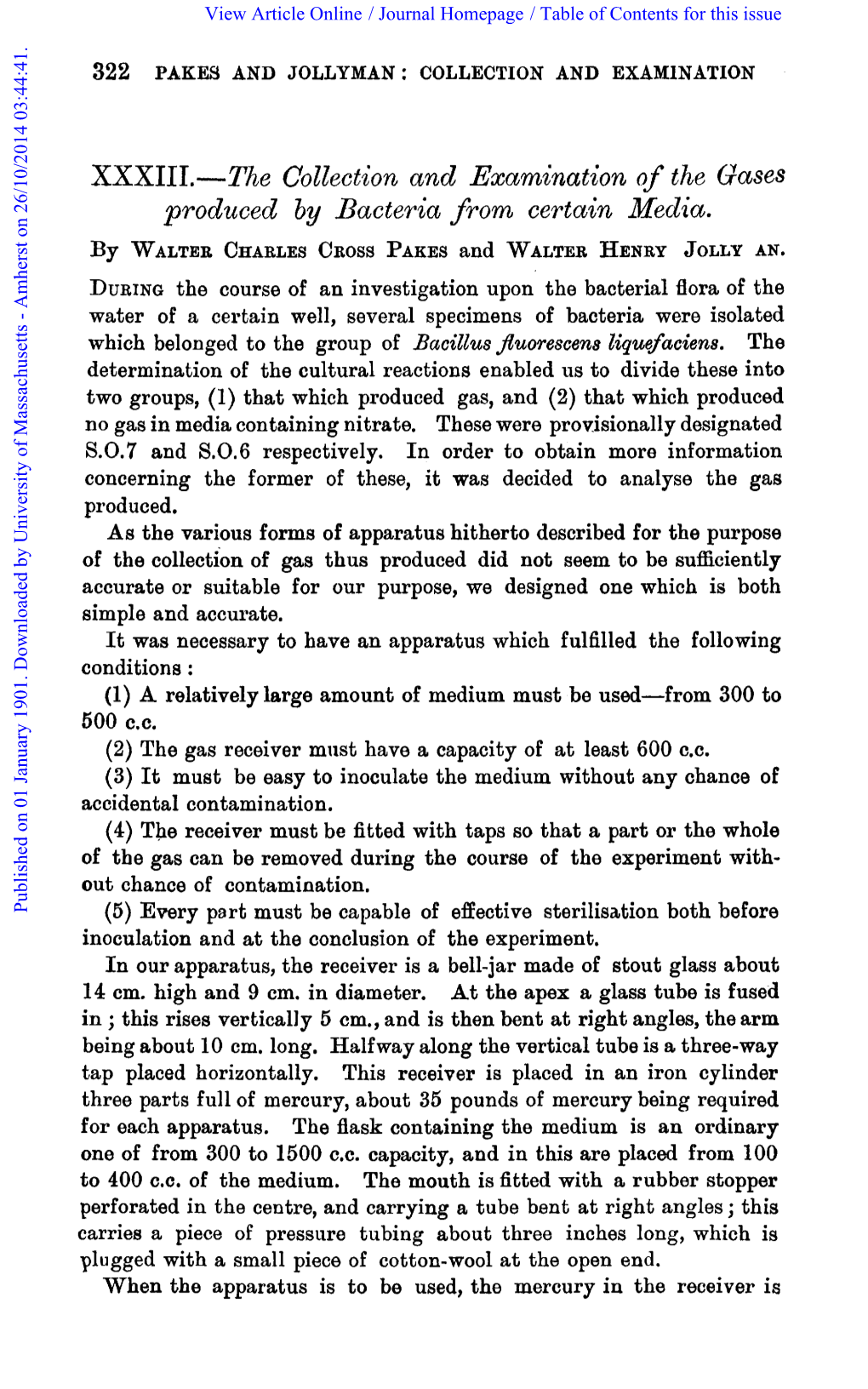 XXXIK-The Collection and Examination of the Gases Produced by Bacteria from Certain Media