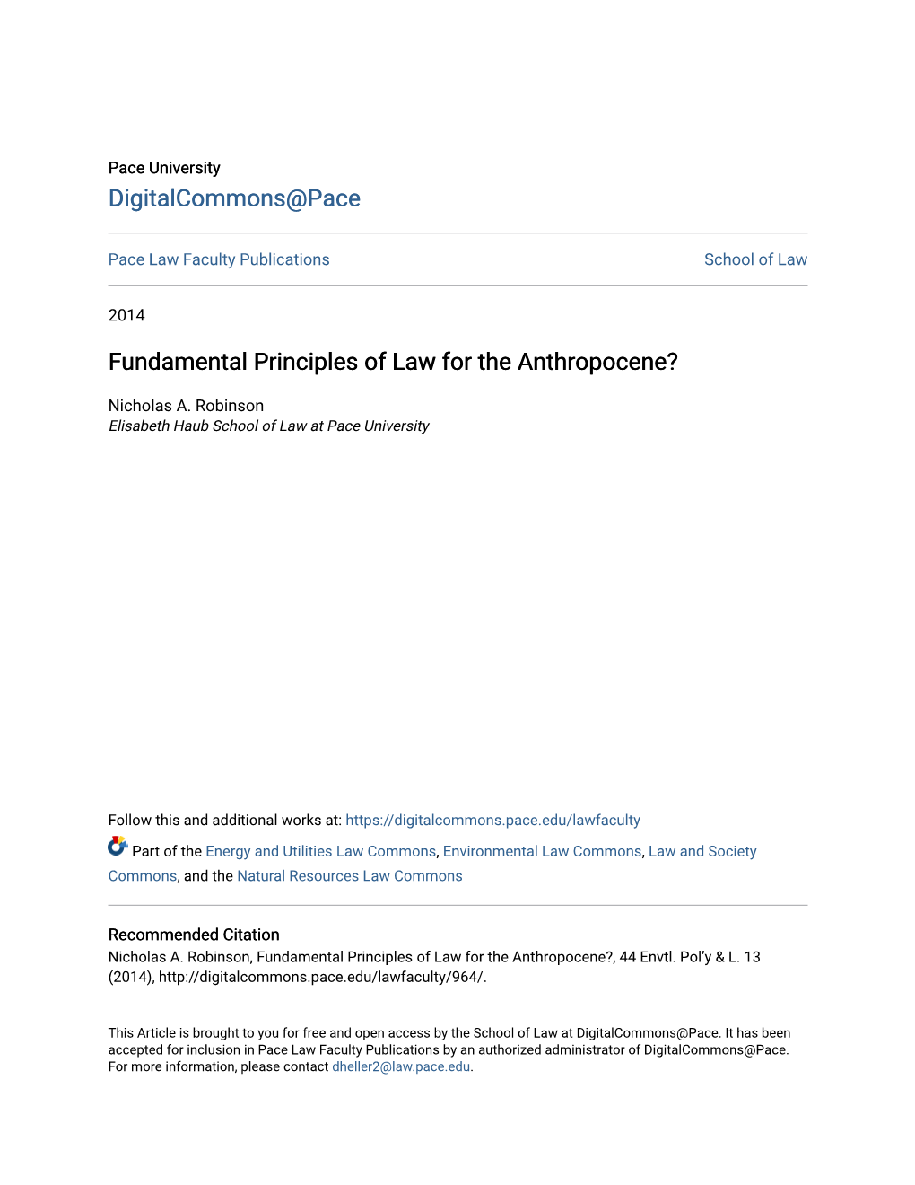 Fundamental Principles of Law for the Anthropocene?