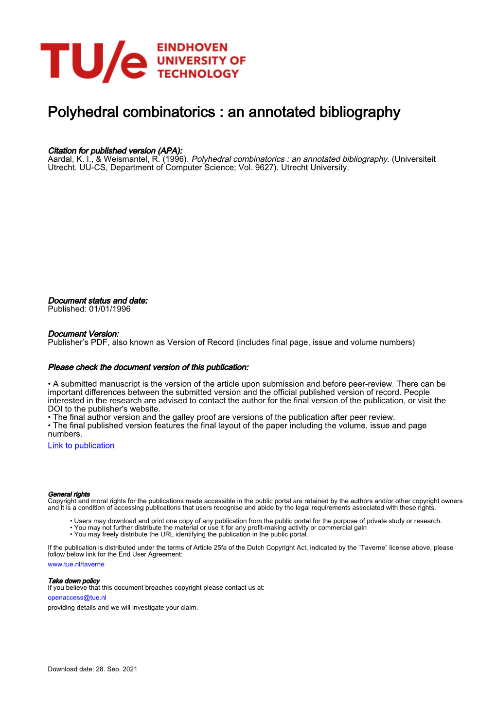 Polyhedral Combinatorics : an Annotated Bibliography