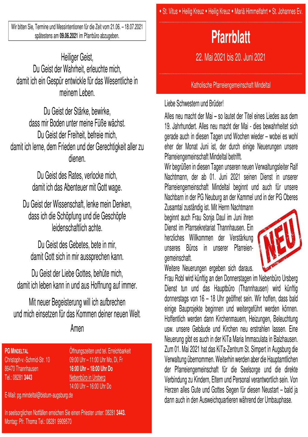 Pfarrblatt 22.05.2021