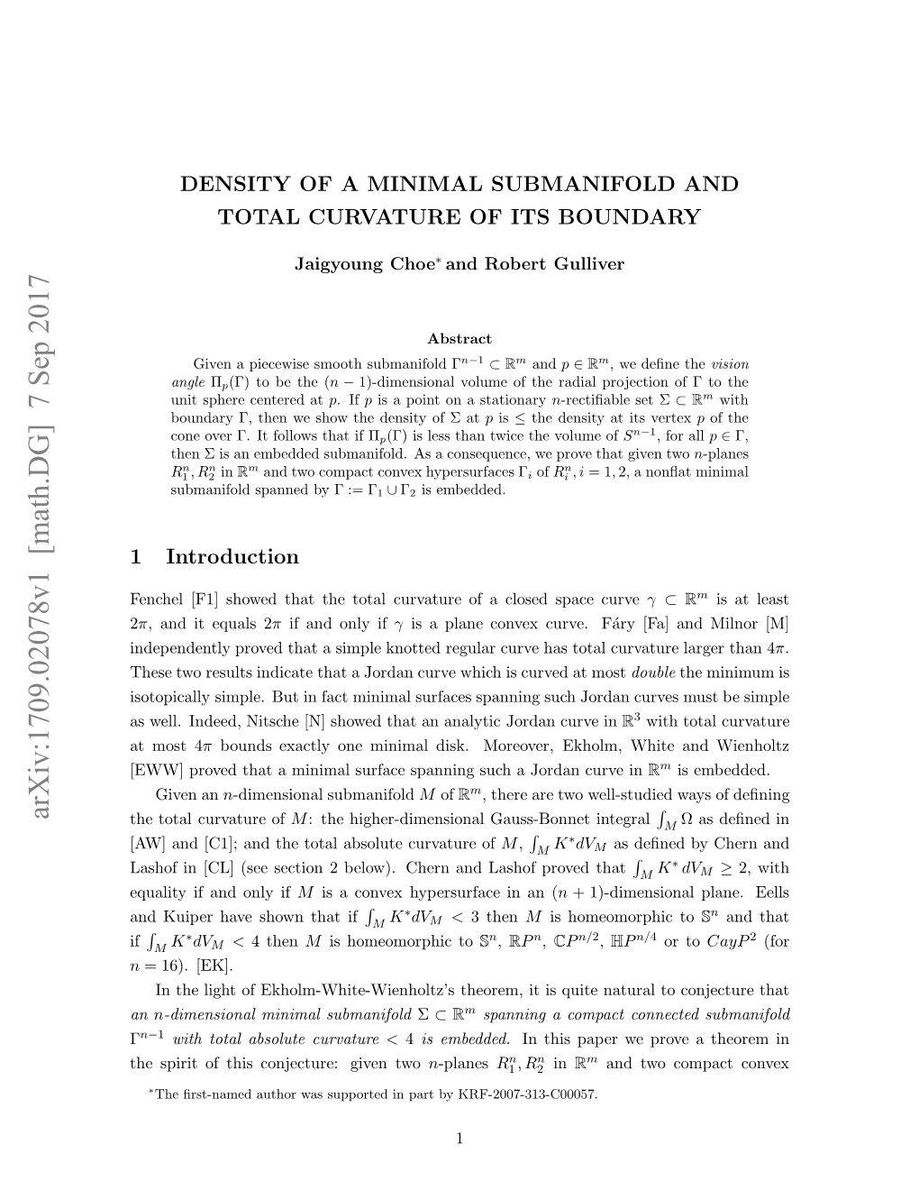 Arxiv:1709.02078V1 [Math.DG]