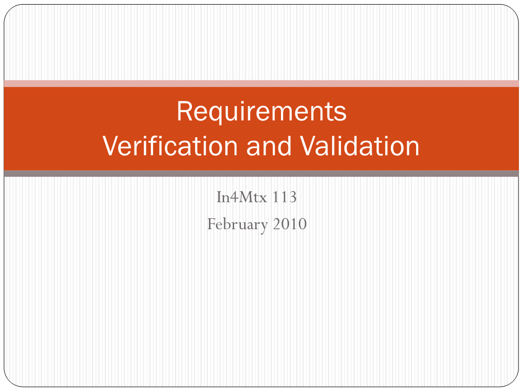 Verification and Validation