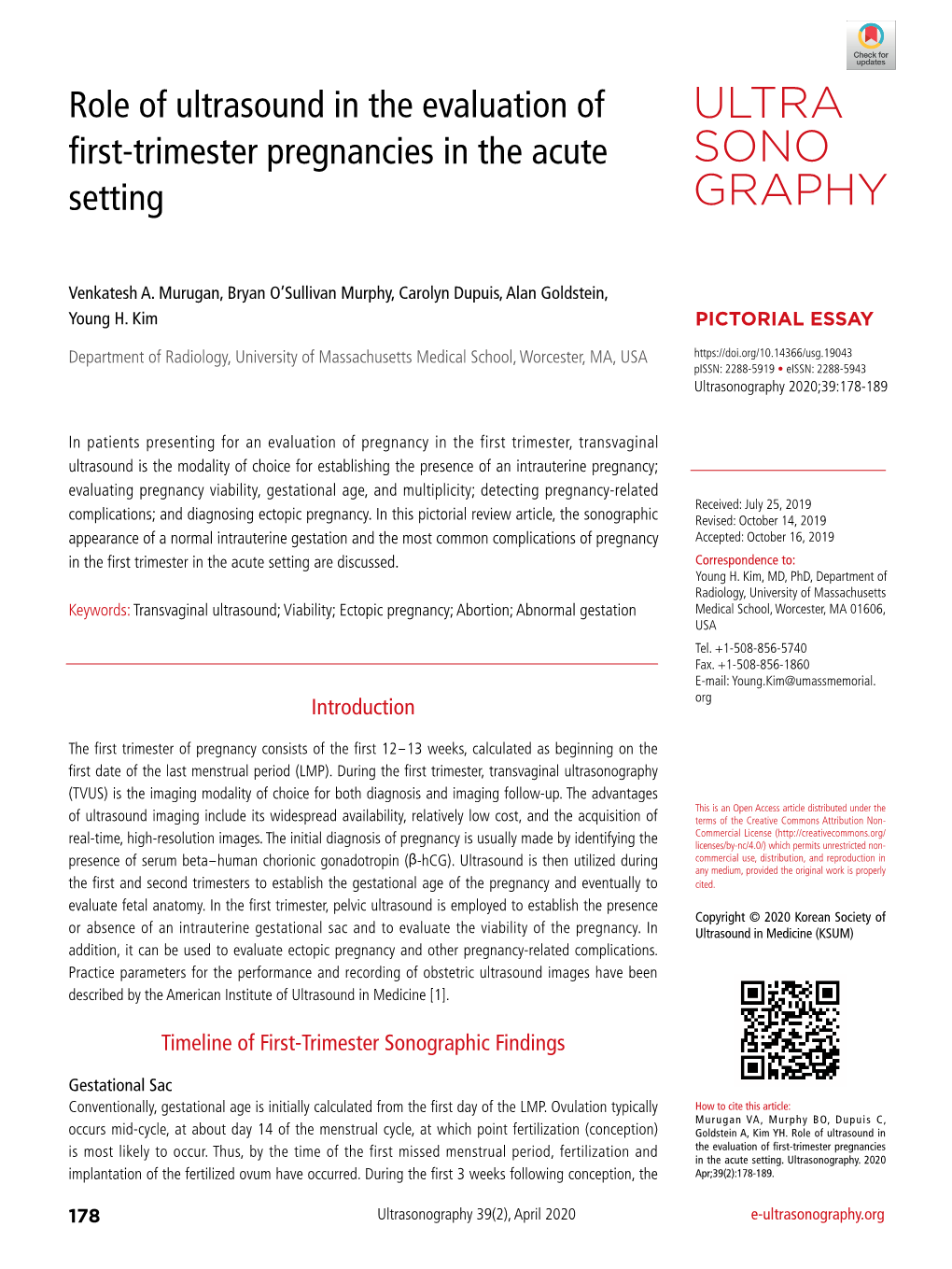 Role of Ultrasound in the Evaluation of First-Trimester Pregnancies in the Acute Setting