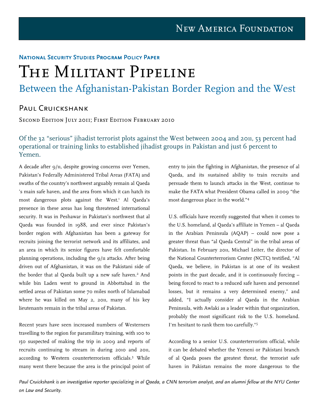 The Militant Pipeline Between the Afghanistan-Pakistan Border Region and the West