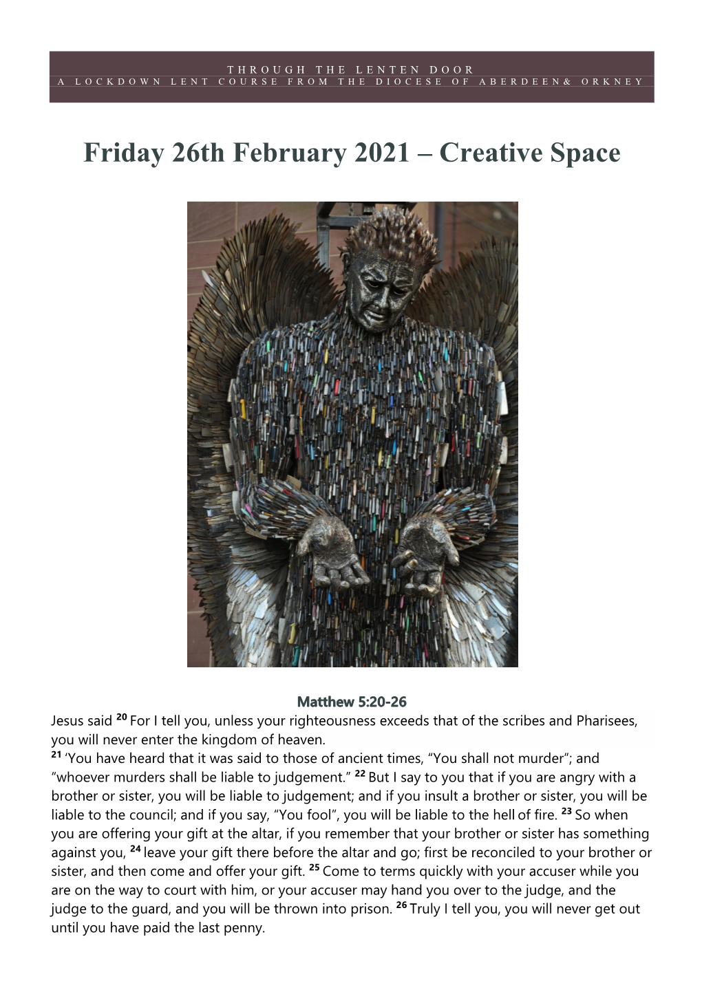 Friday 26Th February 2021 – Creative Space