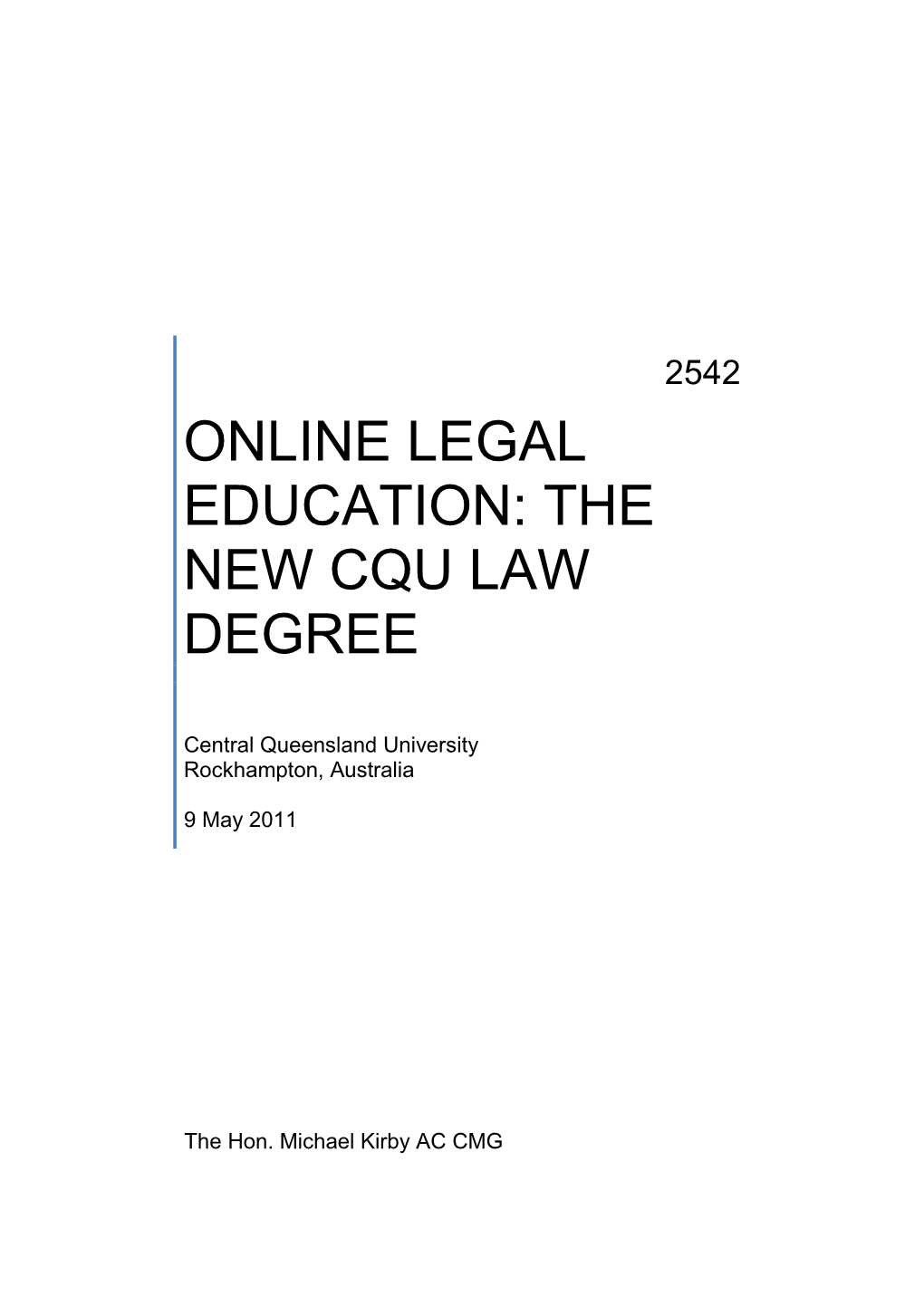 Online Legal Education: the New Cqu Law Degree