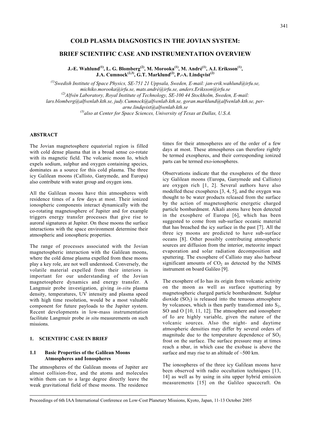 Cold Plasma Diagnostics in the Jovian System