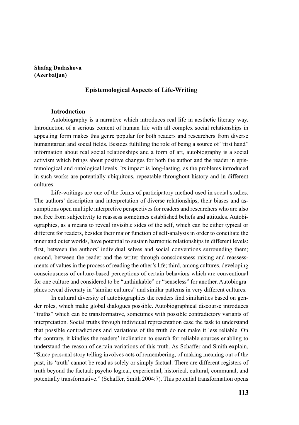 Epistemological Aspects of Life-Writing