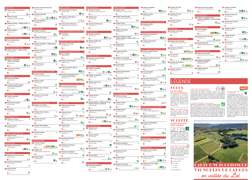 Carte Oenotouristique Vignobles De Cahors