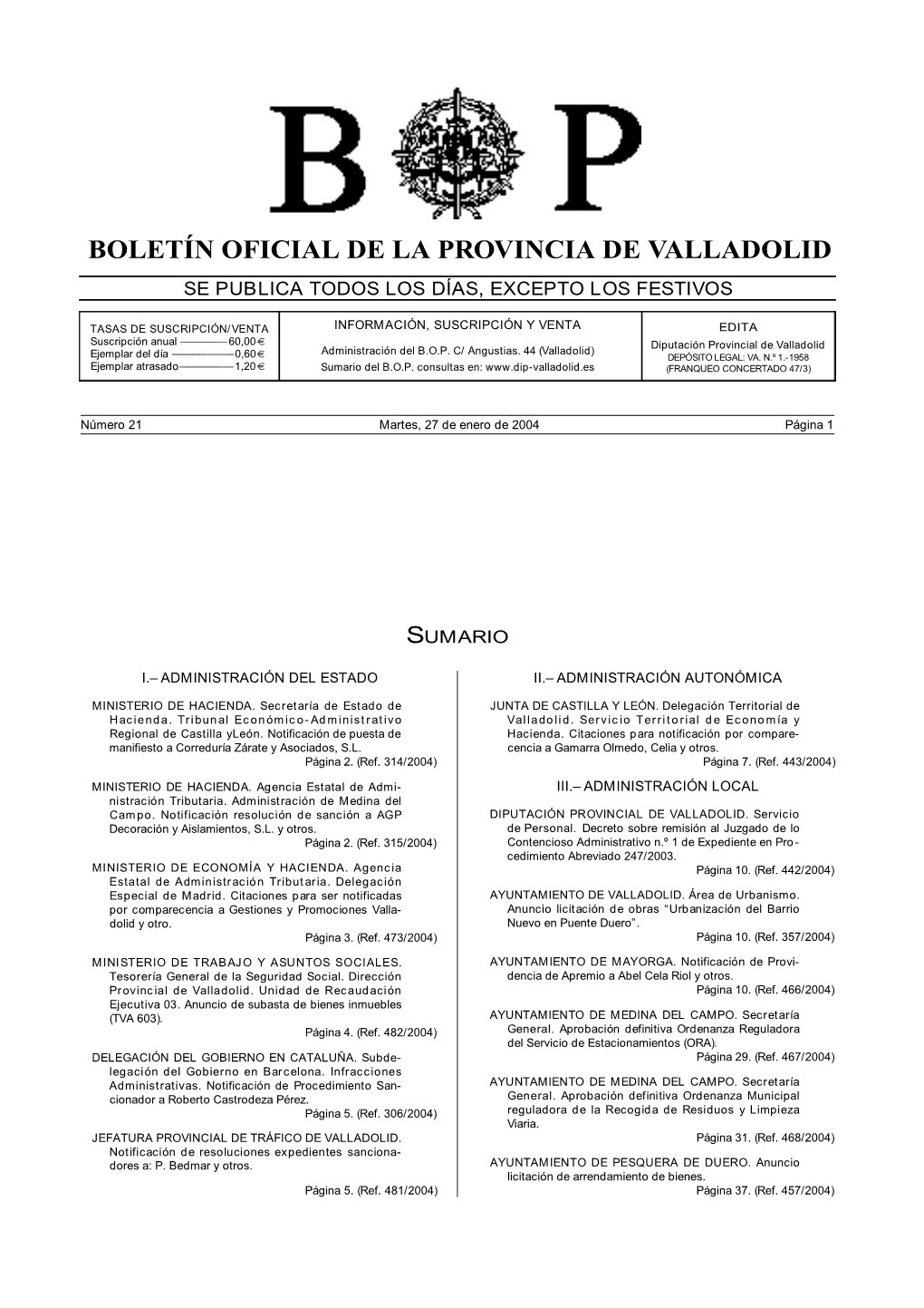 Boletín Oficial De La Provincia De Valladolid