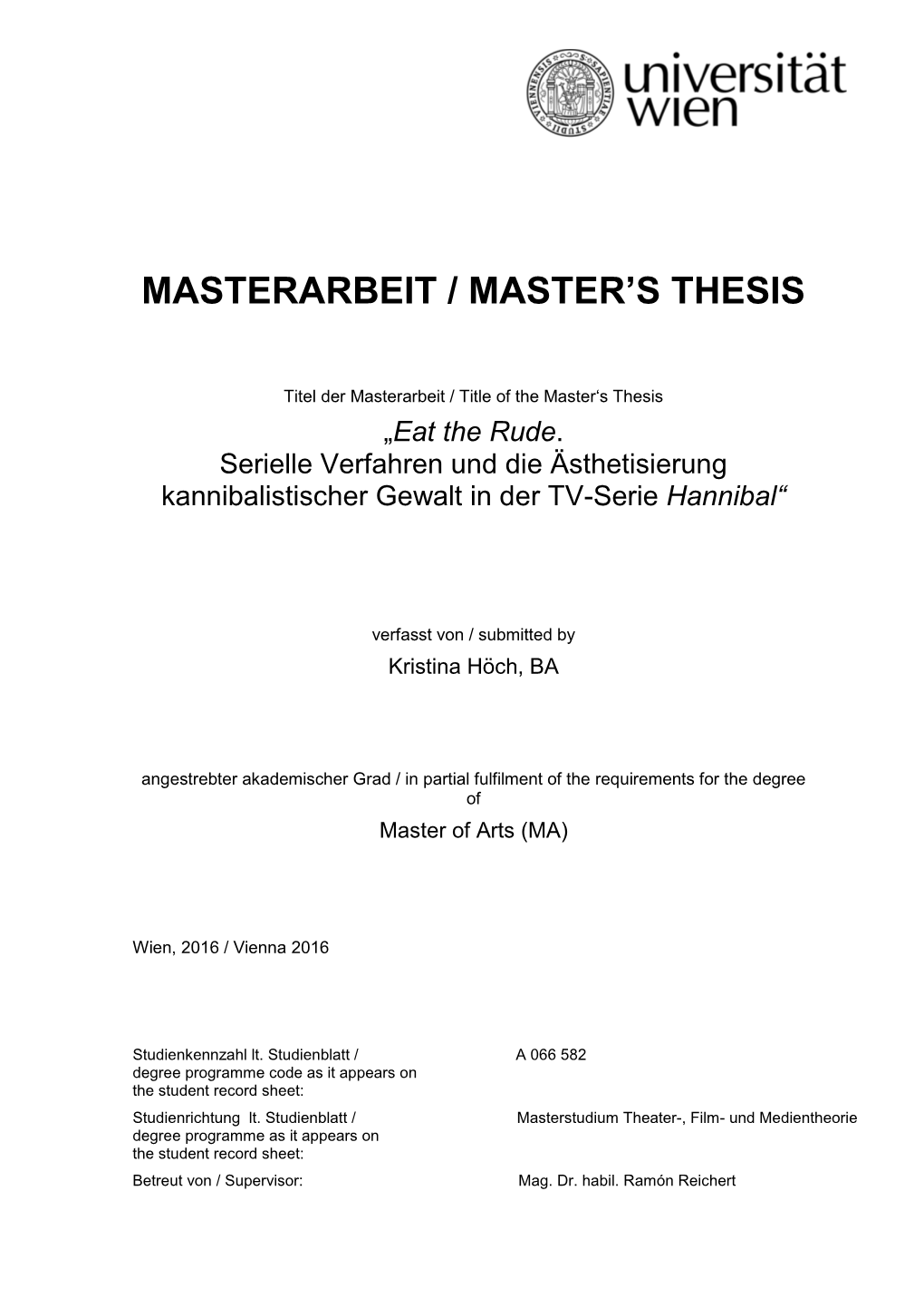 Masterarbeit / Master's Thesis