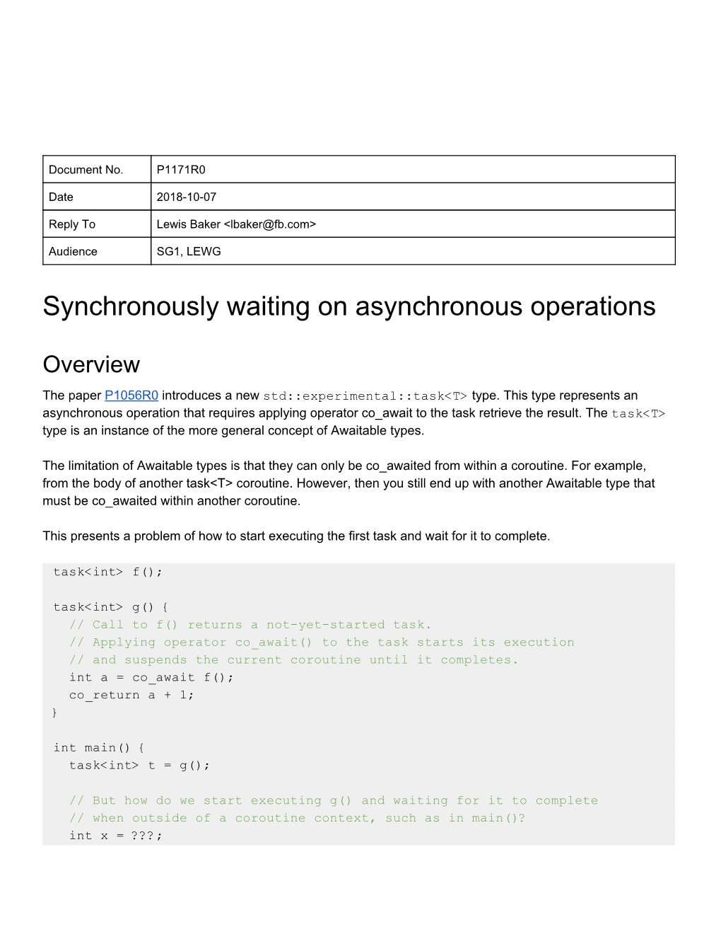 Synchronously Waiting on Asynchronous Operations