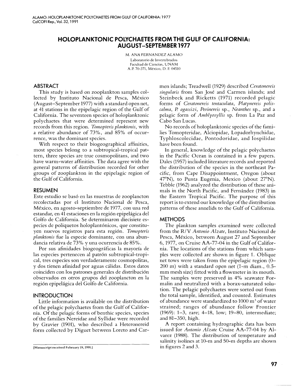 Holoplanktonic Polychaetes from the Gulf of California: August-September 1977