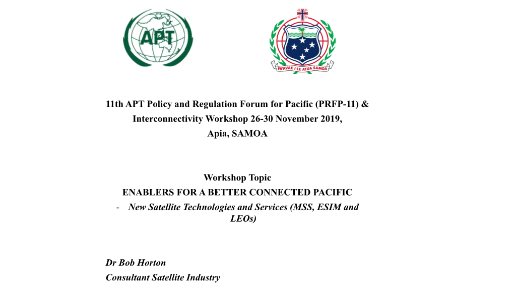 PRFP-11) & Interconnectivity Workshop 26-30 November 2019, Apia, SAMOA