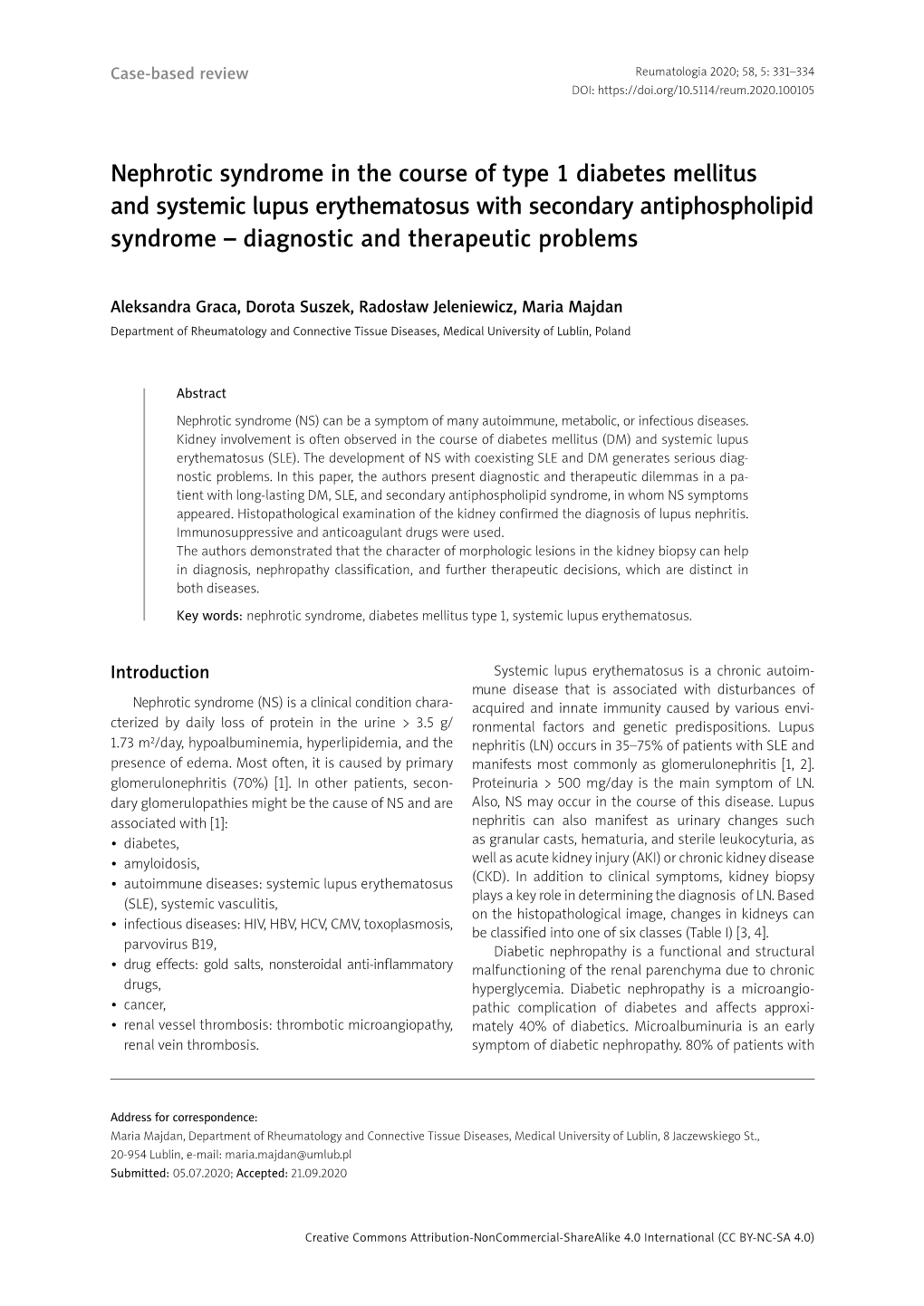 Nephrotic Syndrome in the Course of Type 1 Diabetes Mellitus And