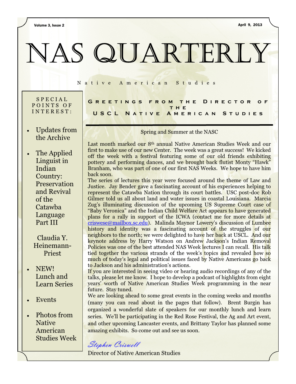 NAS Quarterly