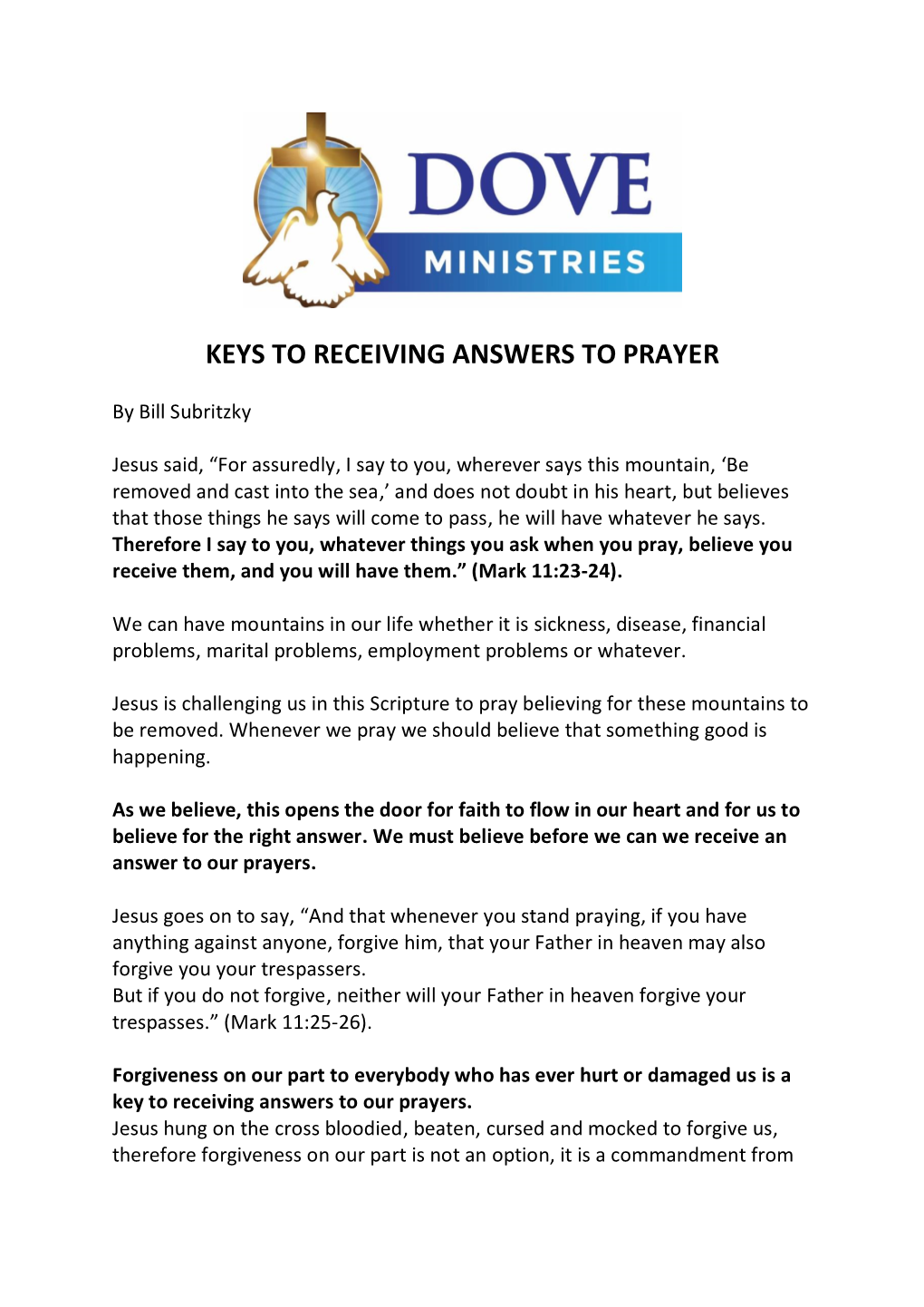 Keys to Receiving Answers to Prayer