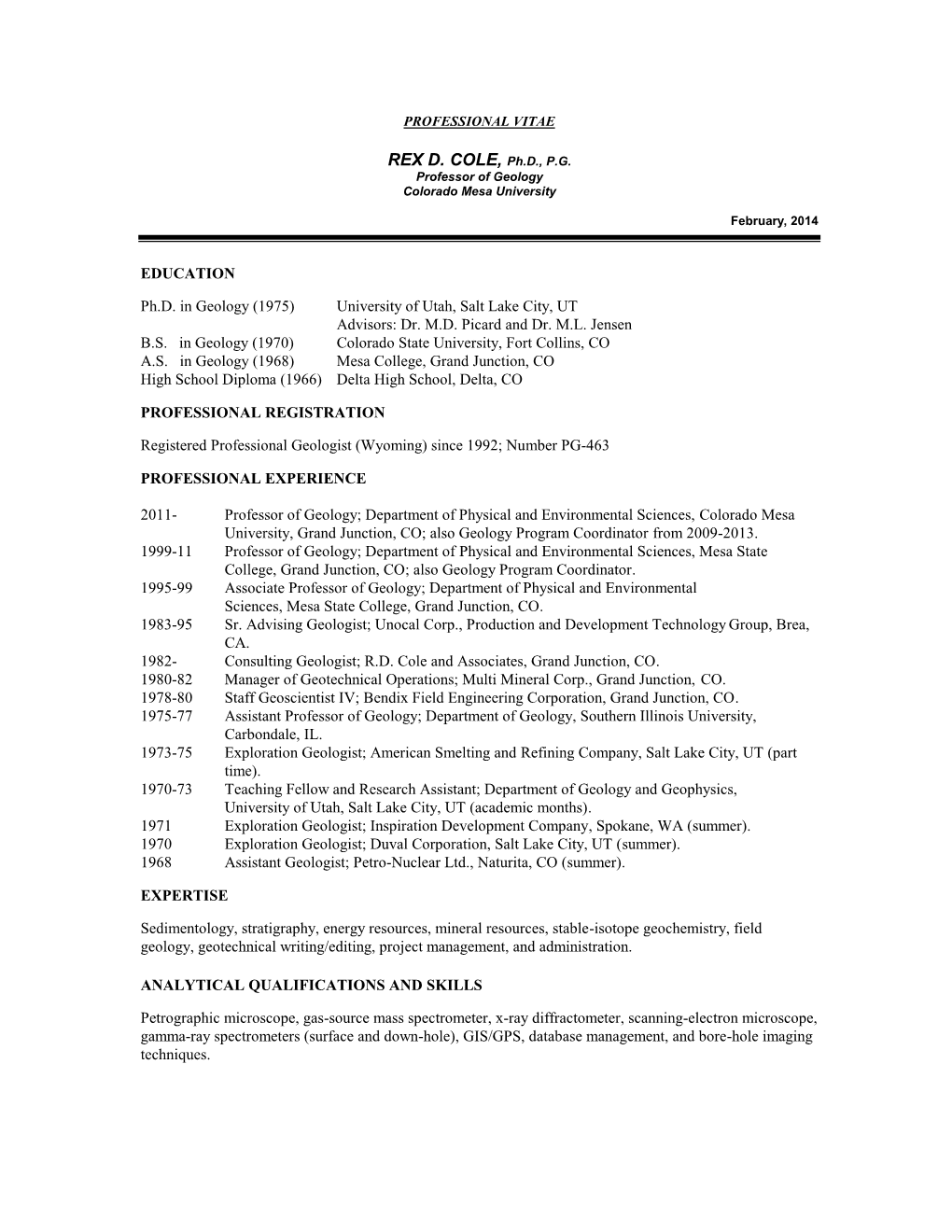 Non-Proprietary Resume -- 1993