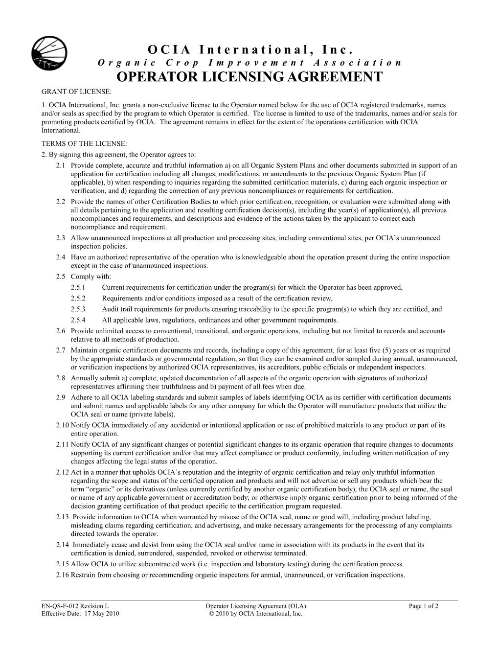 Associate Licensing Agreement