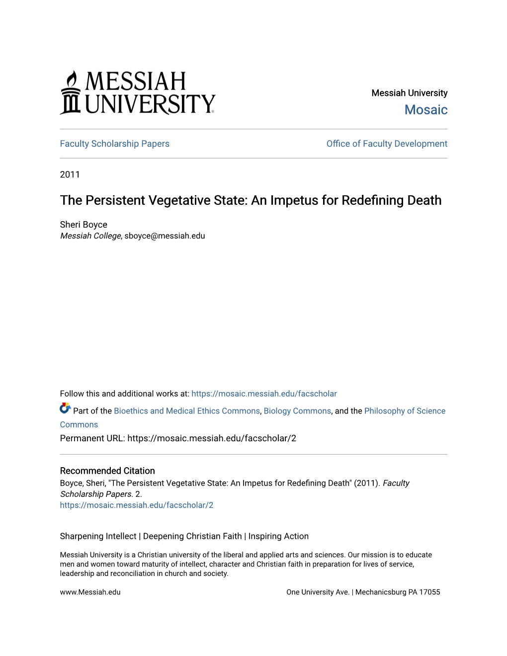 The Persistent Vegetative State: an Impetus for Redefining Death