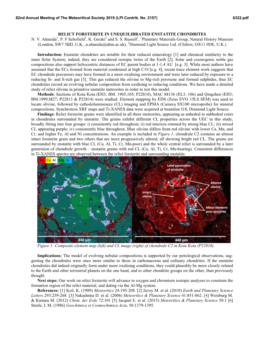 Relict Forsterite in Unequilibrated Enstatite Chondrites N