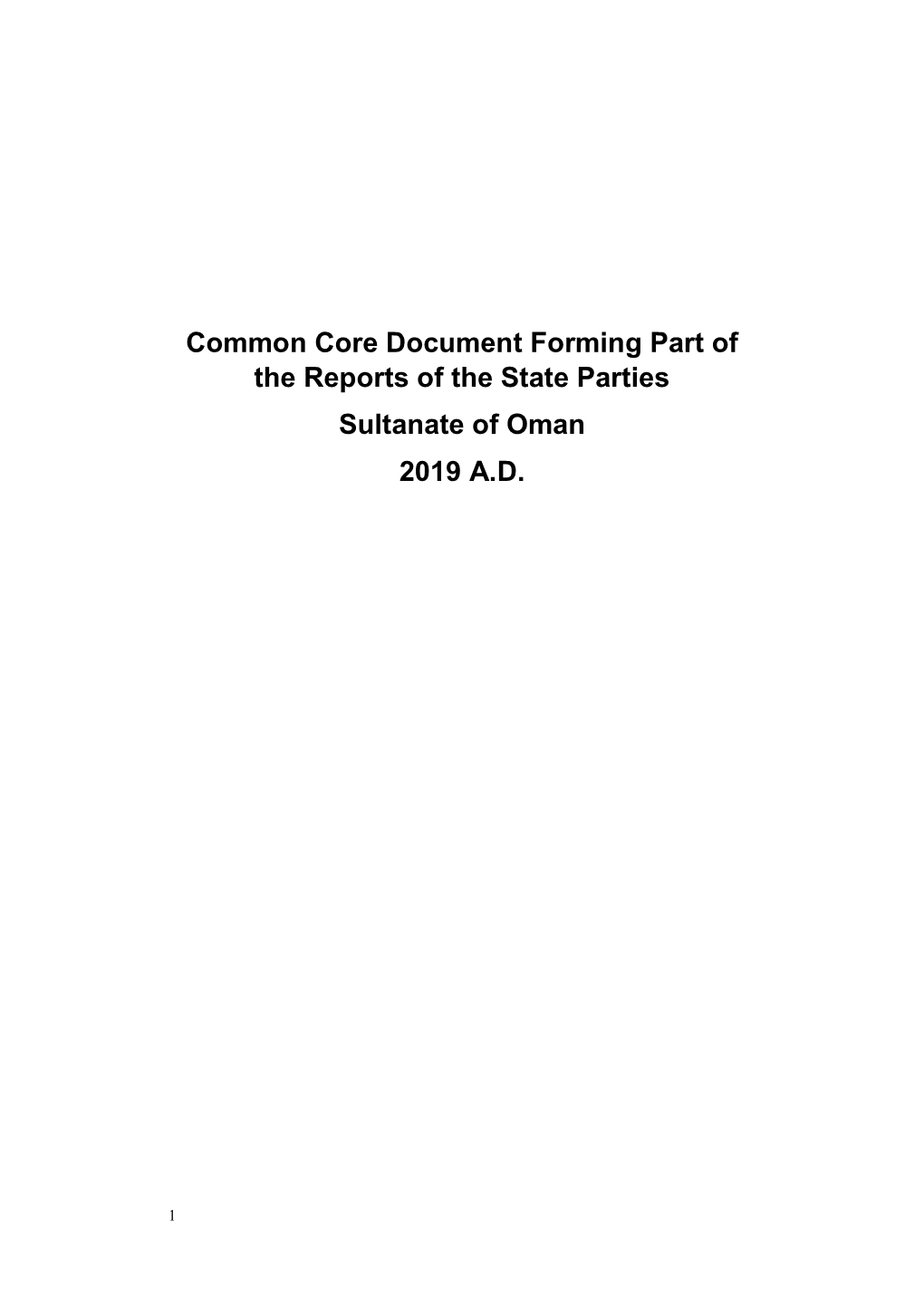 Common Core Document Forming Part of the Reports of the State Parties Sultanate of Oman 2019 A.D