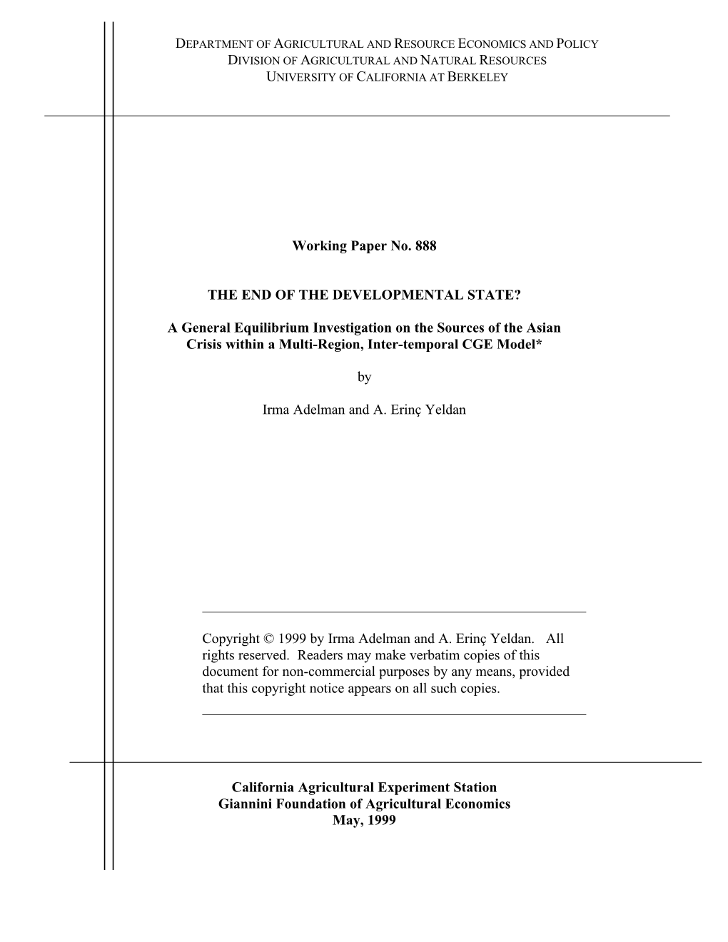 A General Equilibrium Investigation on the Sources of the Asian Crisis Within a Multi-Region, Inter-Temporal CGE Model*