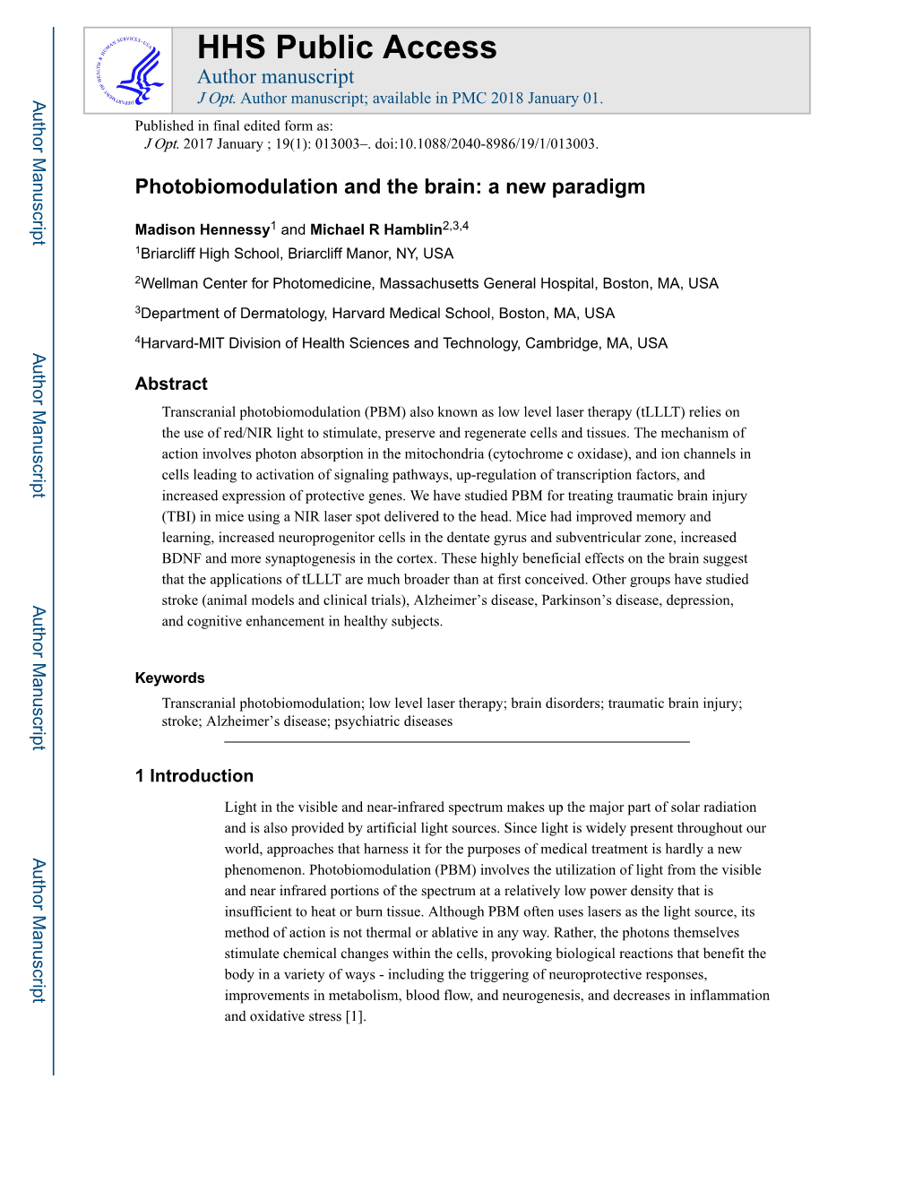 Photobiomodulation and the Brain: a New Paradigm