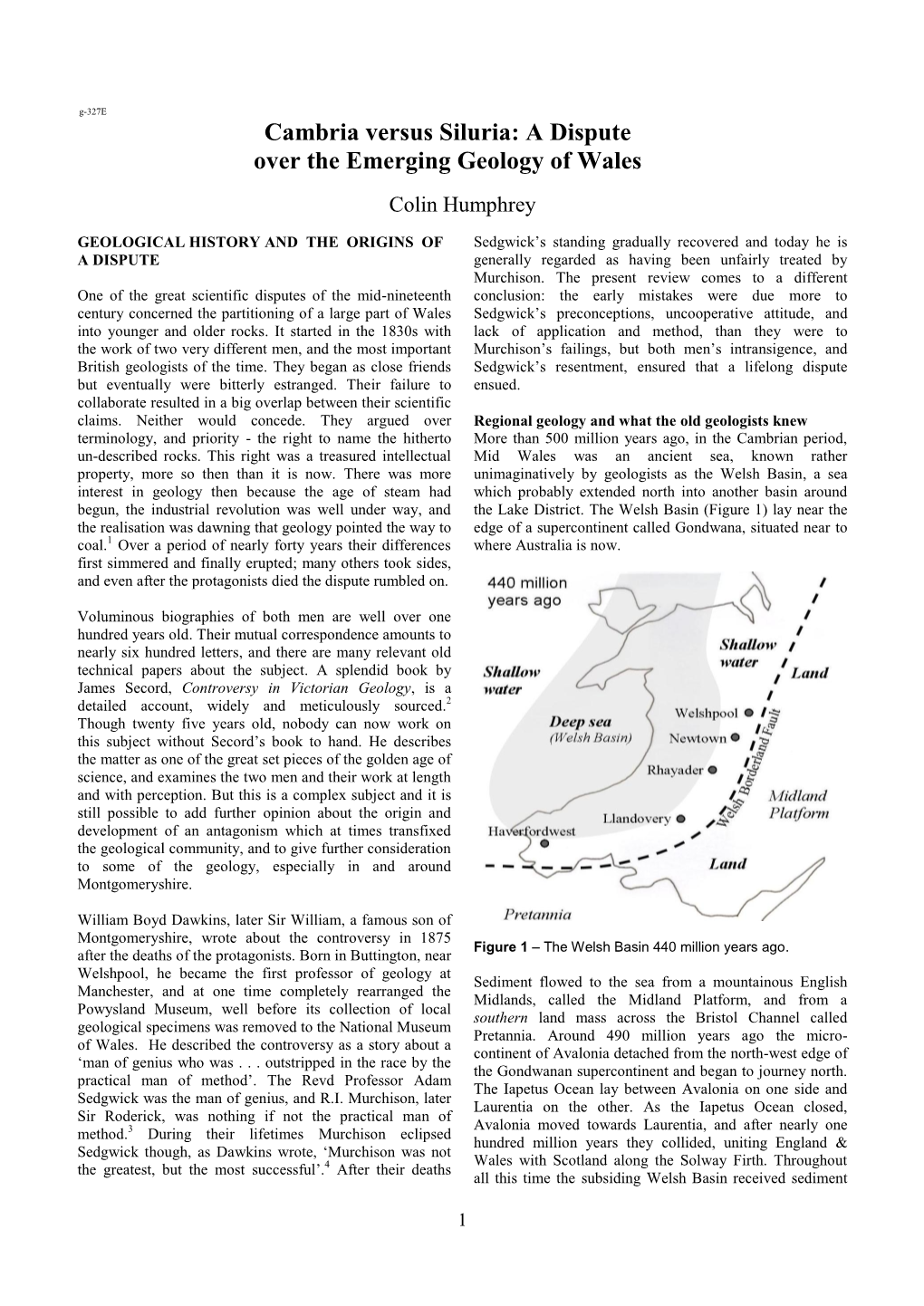 A Dispute Over the Emerging Geology of Wales