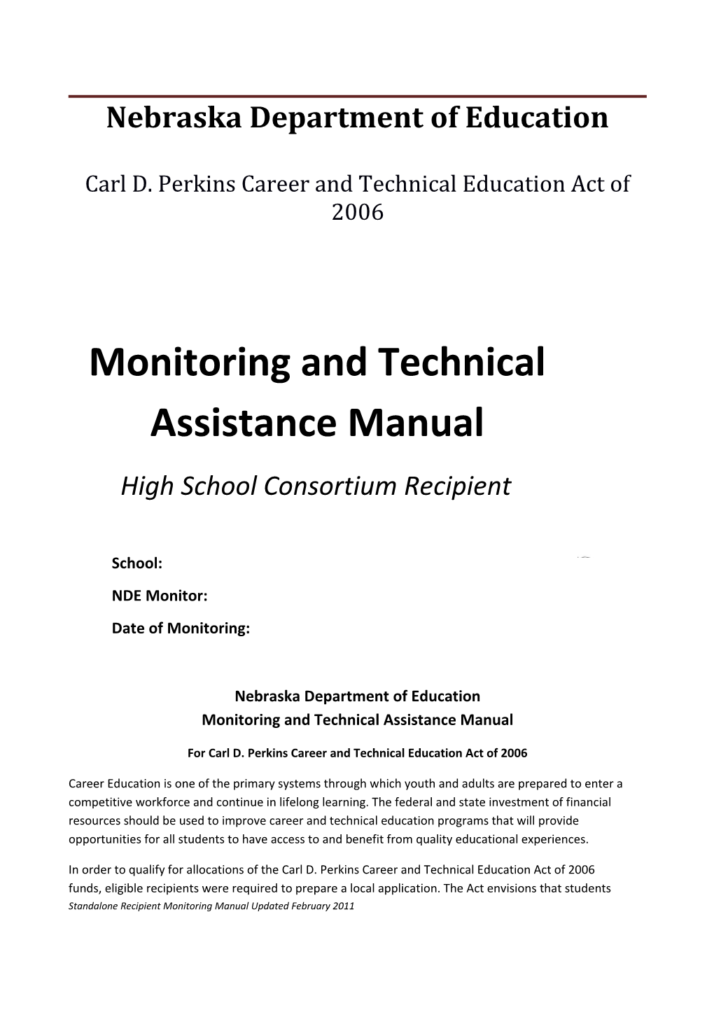 Carl D. Perkins Career and Technical Education Act of 2006