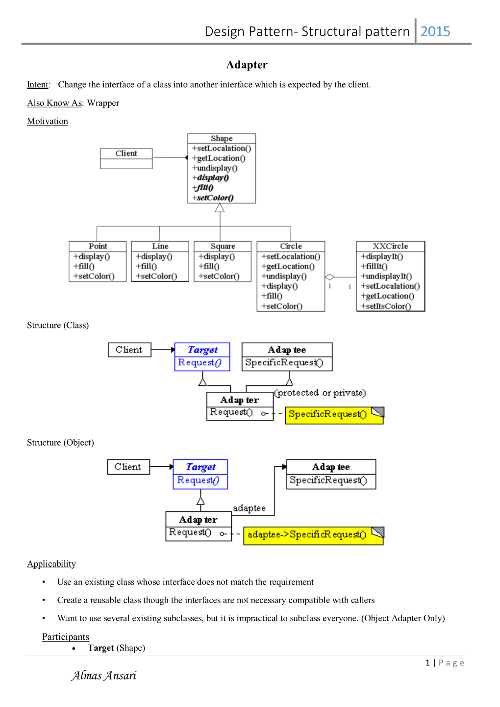 Design Pattern- Structural Pattern 2015