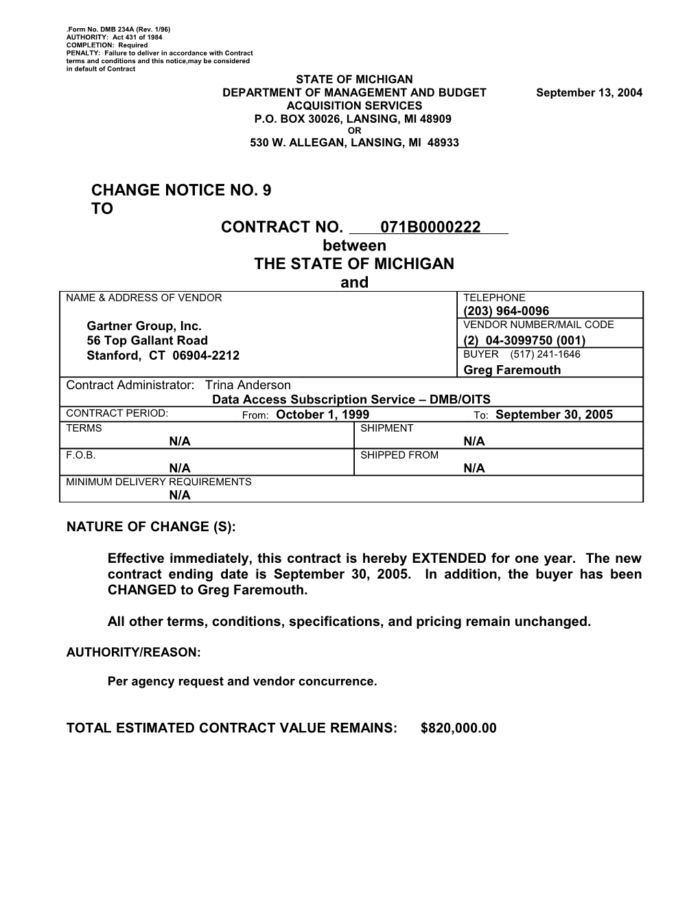 Contract Notice Template