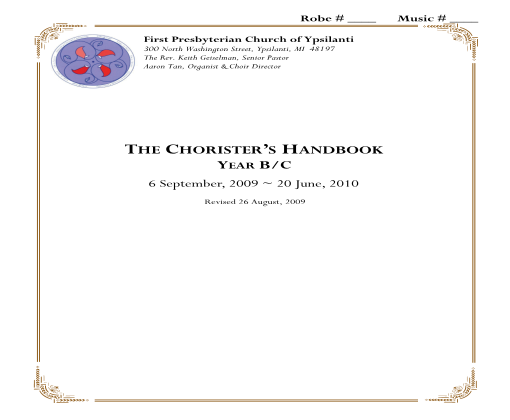 Chorister's Handbook