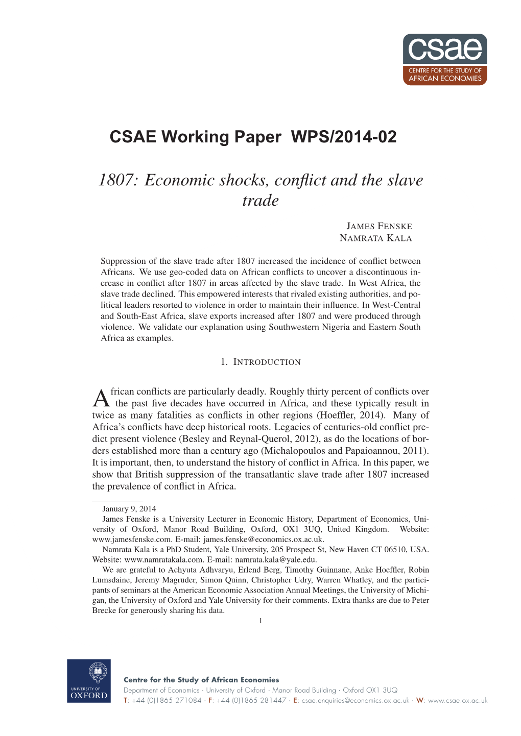 1807: Economic Shocks, Conflict and the Slave Trade