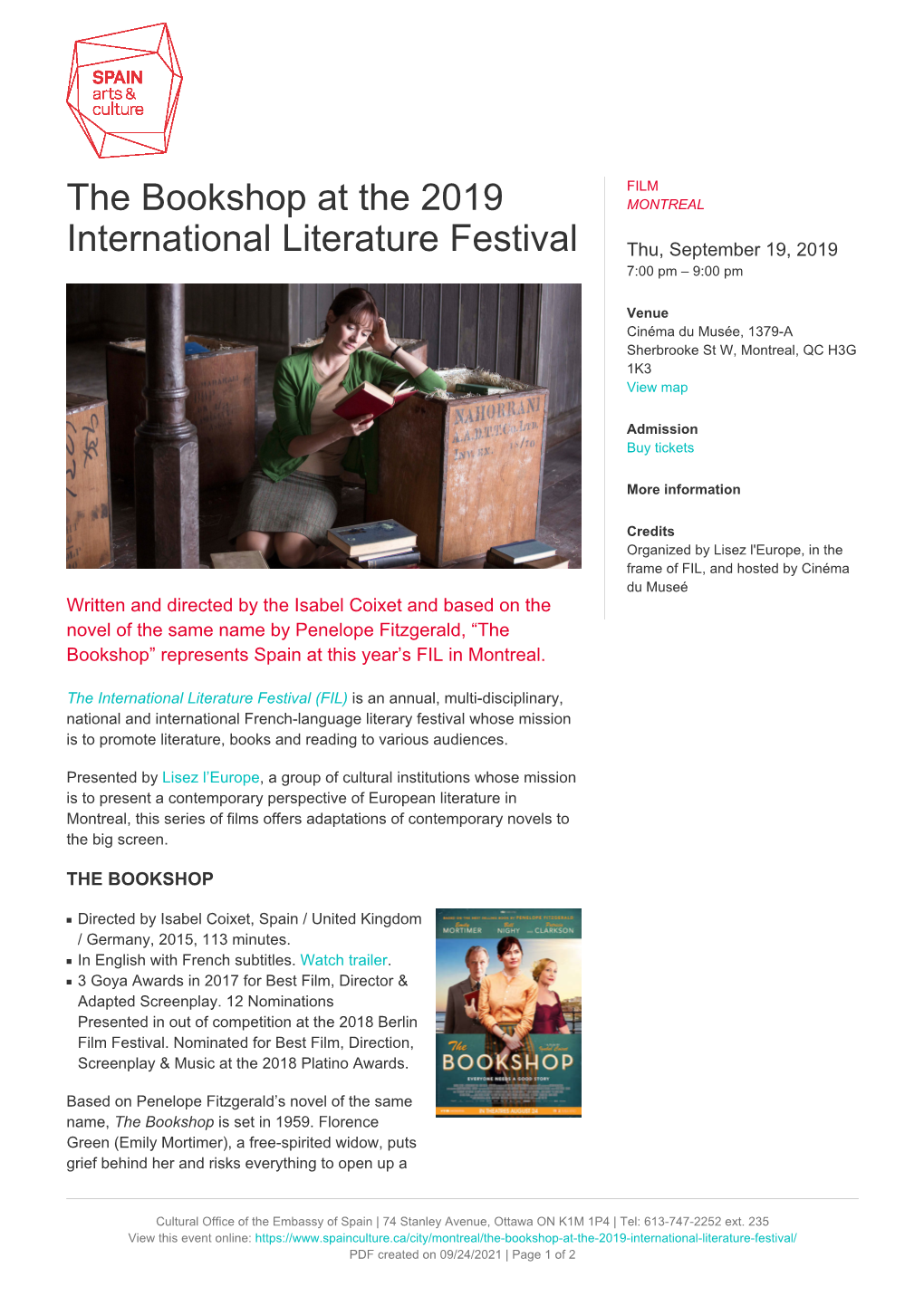 The Bookshop at the 2019 International Literature Festival