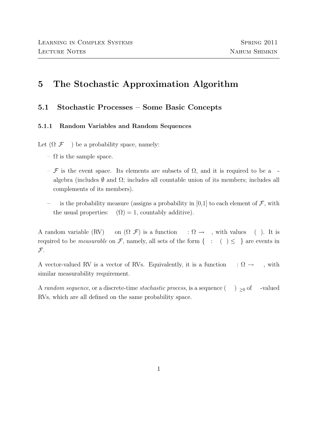 Stochastic Approximation Algorithm