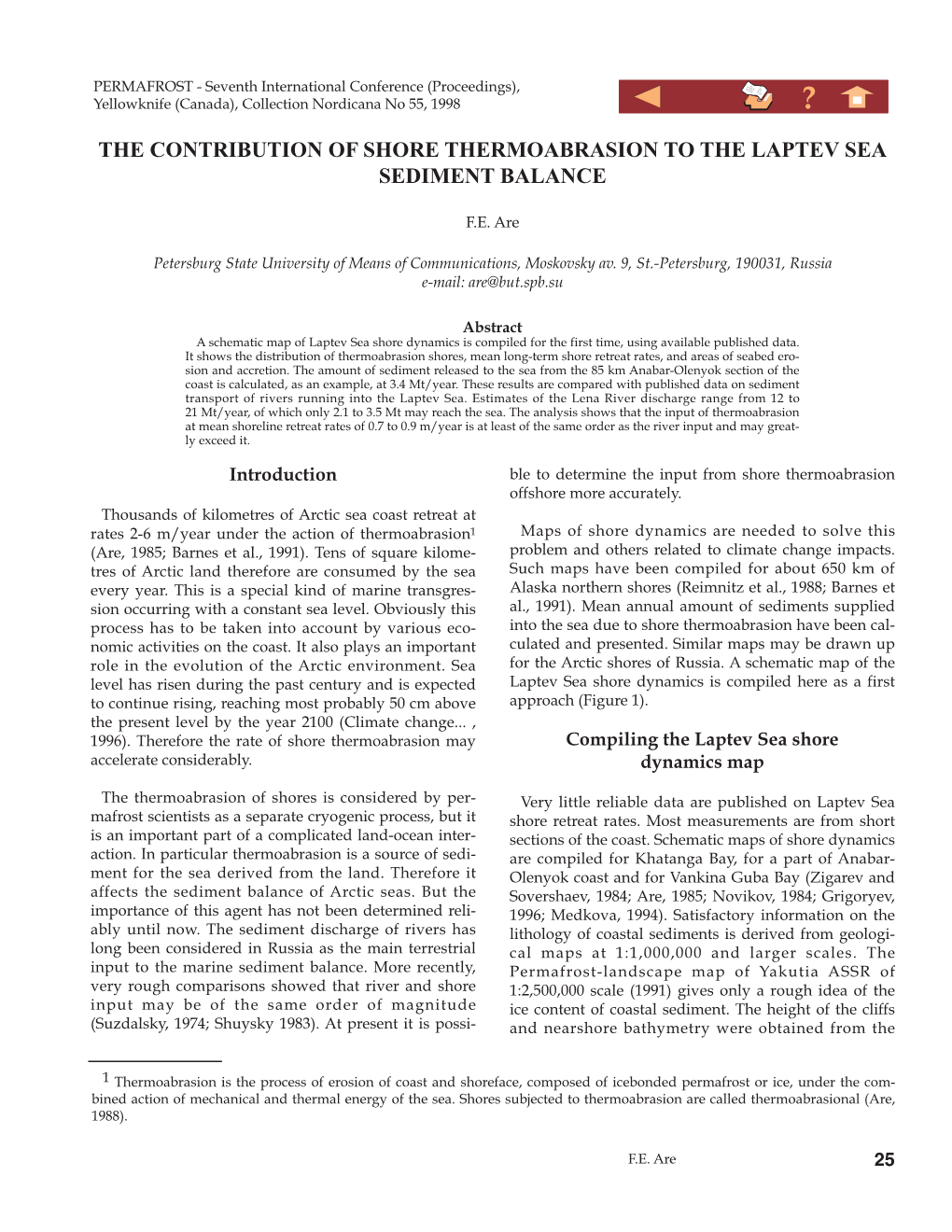 The Contribution of Shore Thermoabrasion to the Laptev Sea Sediment Balance