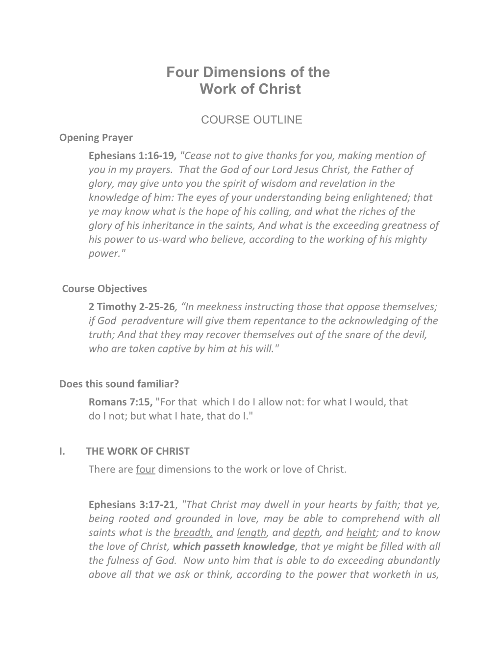 Four Dimensions of the Work of Christ