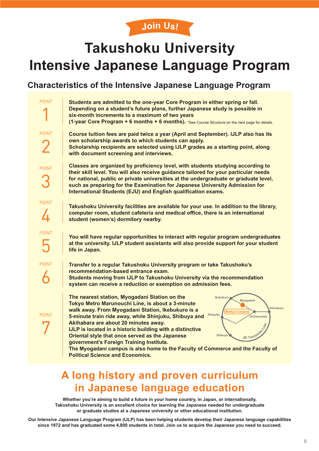 Takushoku University Intensive Japanese Language Program Characteristics of the Intensive Japanese Language Program