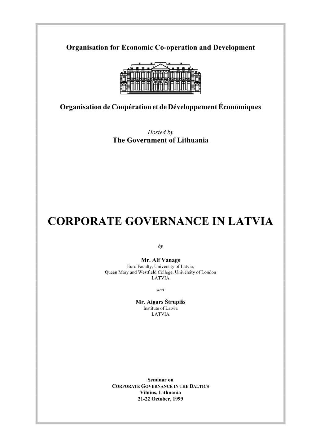 Corporate Governance in Latvia