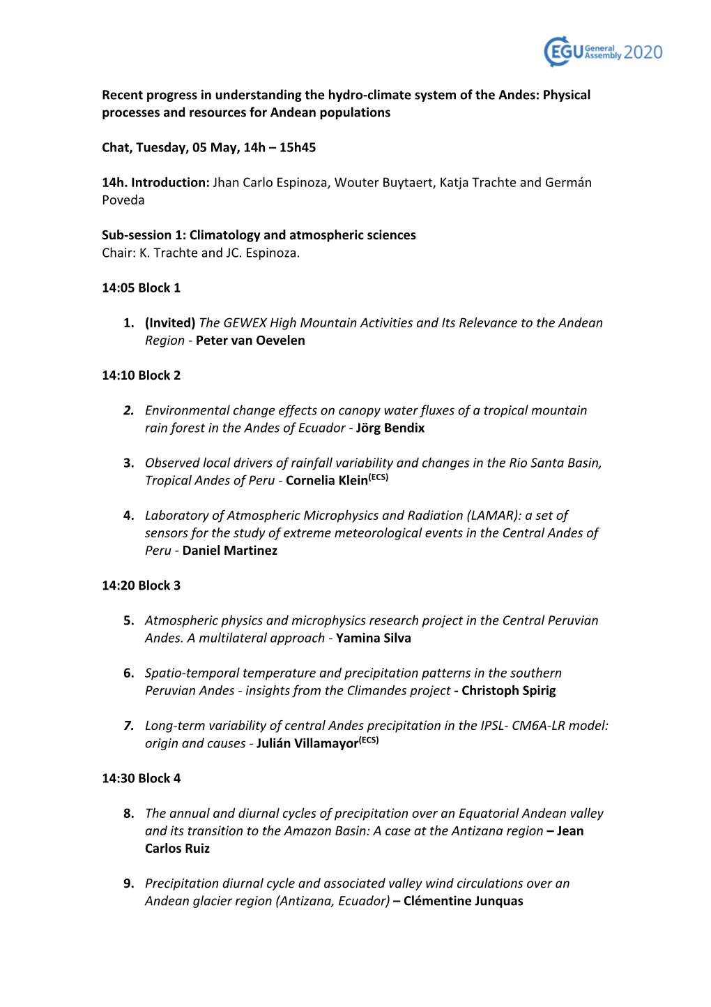 Recent Progress in Understanding the Hydro-Climate System of the Andes: Physical Processes and Resources for Andean Populations