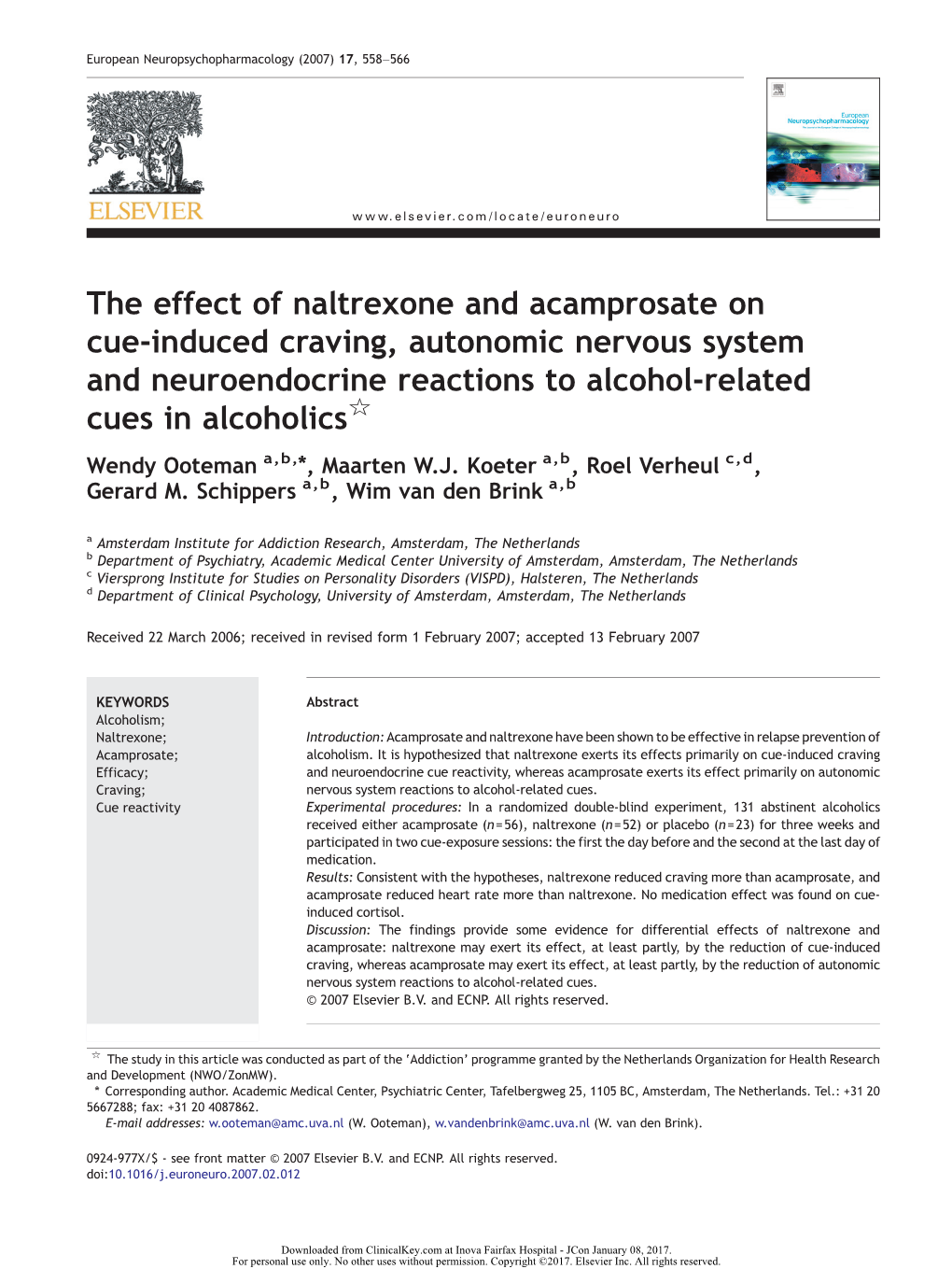 The Effect of Naltrexone and Acamprosate on Cue-Induced