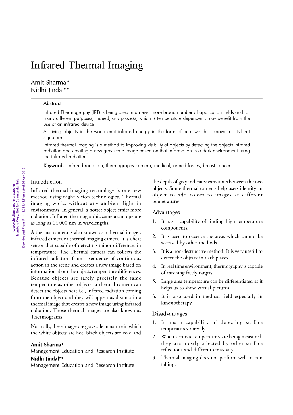 Infrared Thermal Imaging